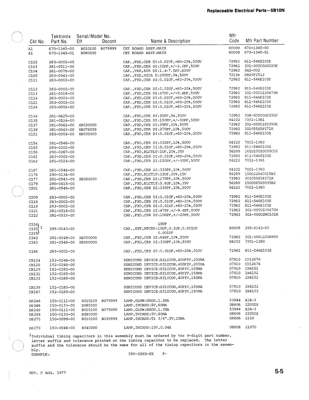 Tektronix 5B10N manual 