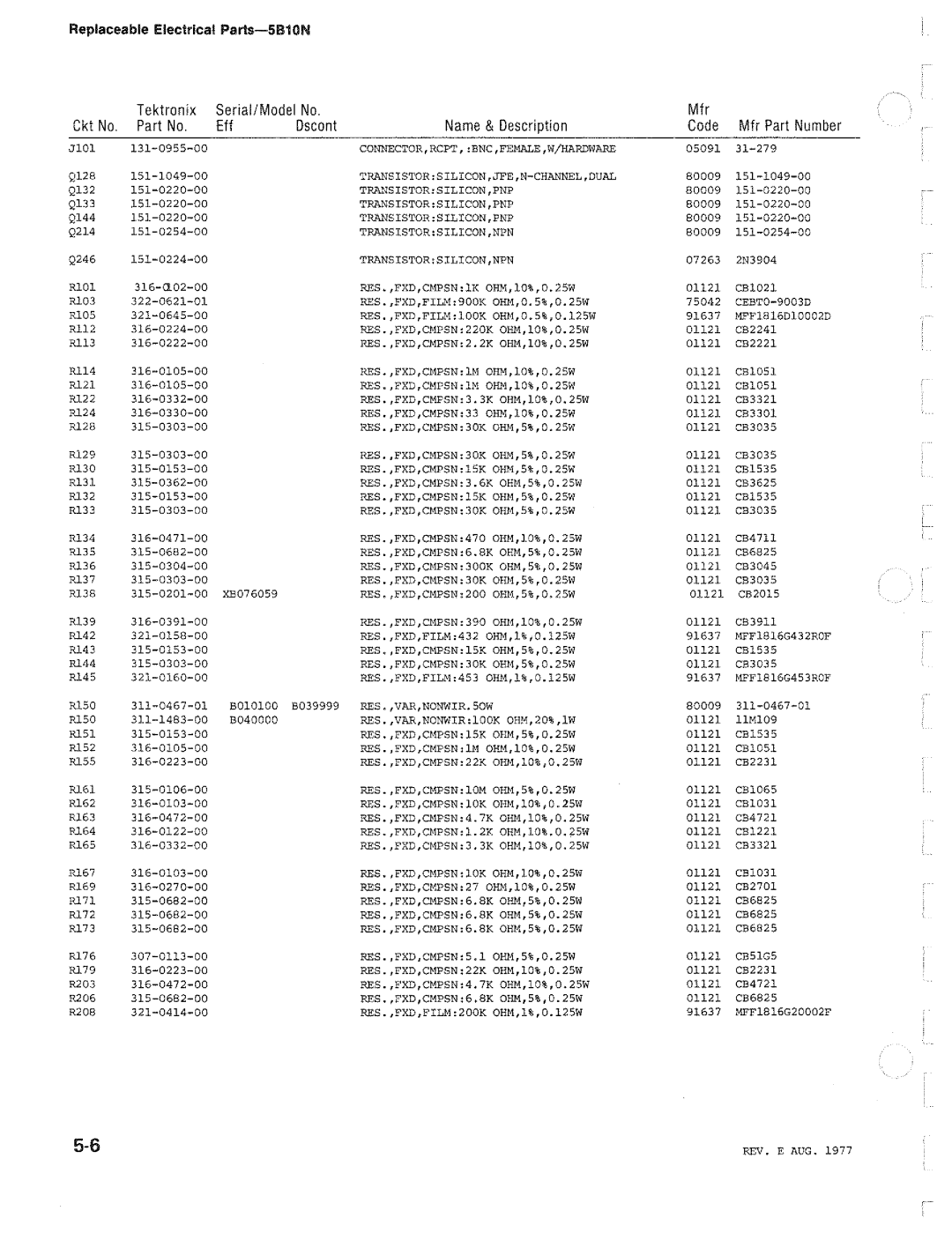 Tektronix 5B10N manual 