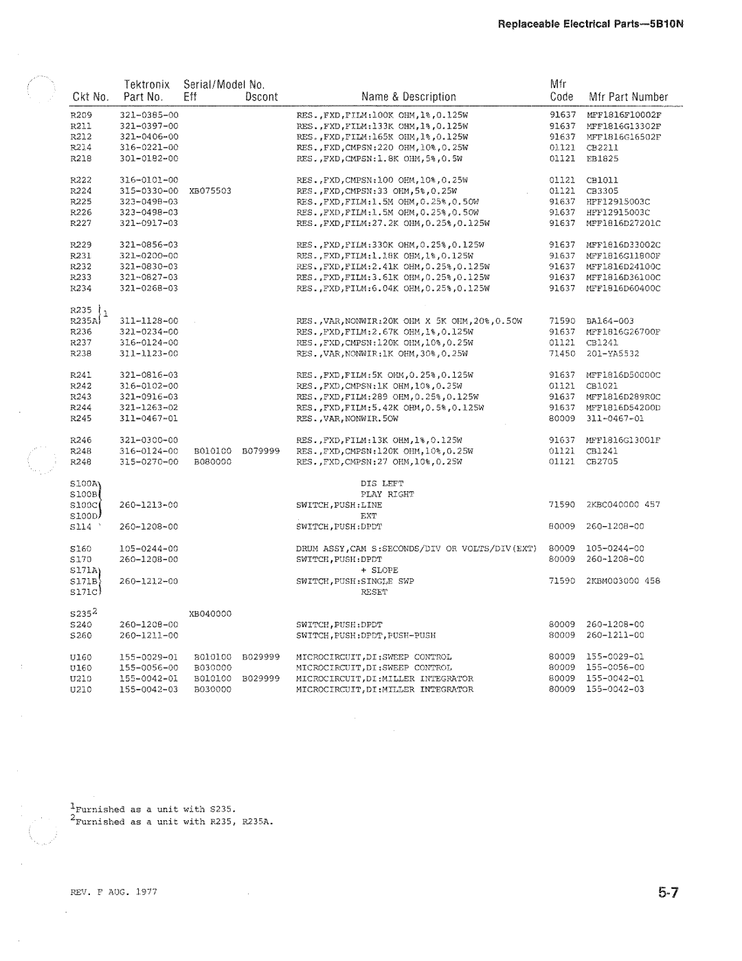 Tektronix 5B10N manual 