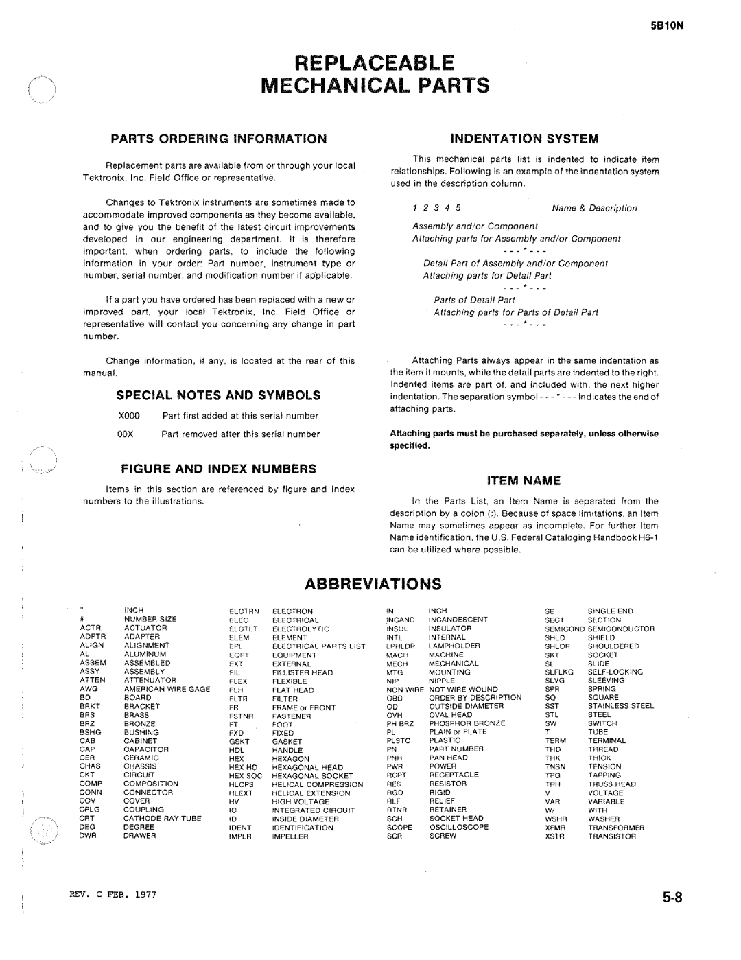 Tektronix 5B10N manual 