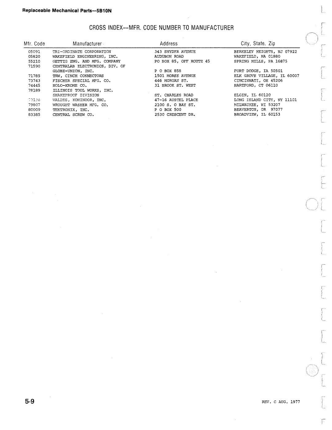 Tektronix 5B10N manual 