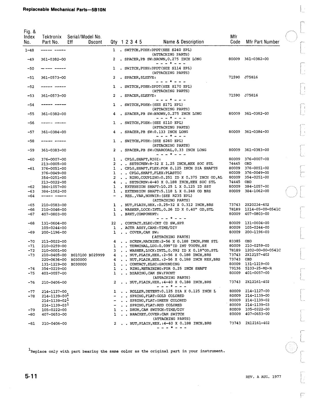 Tektronix 5B10N manual 