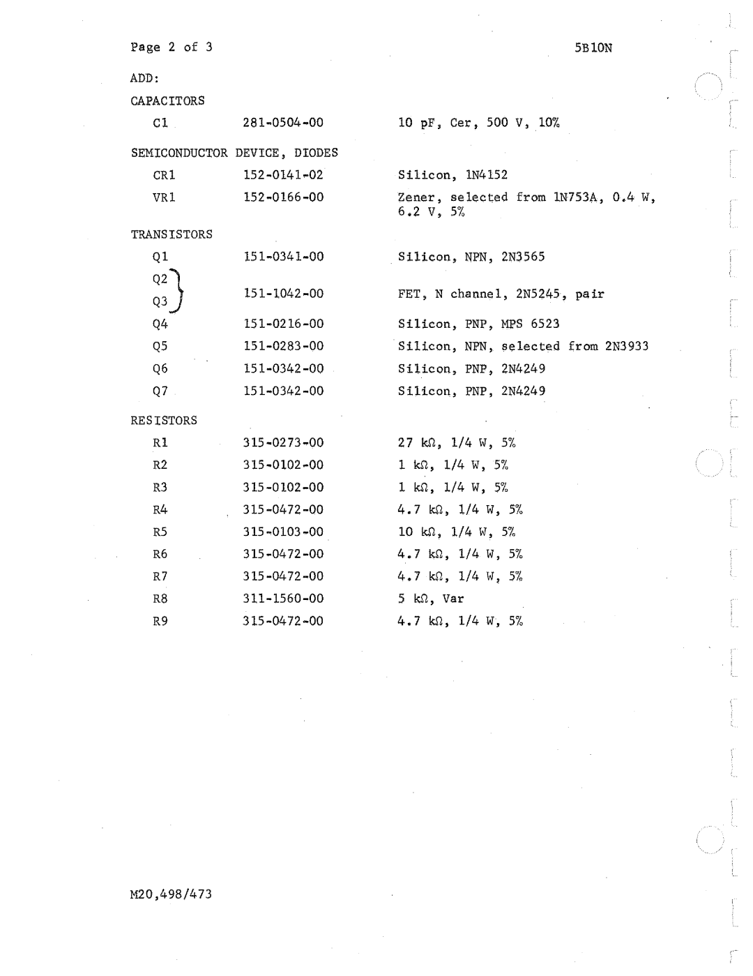 Tektronix 5B10N manual 