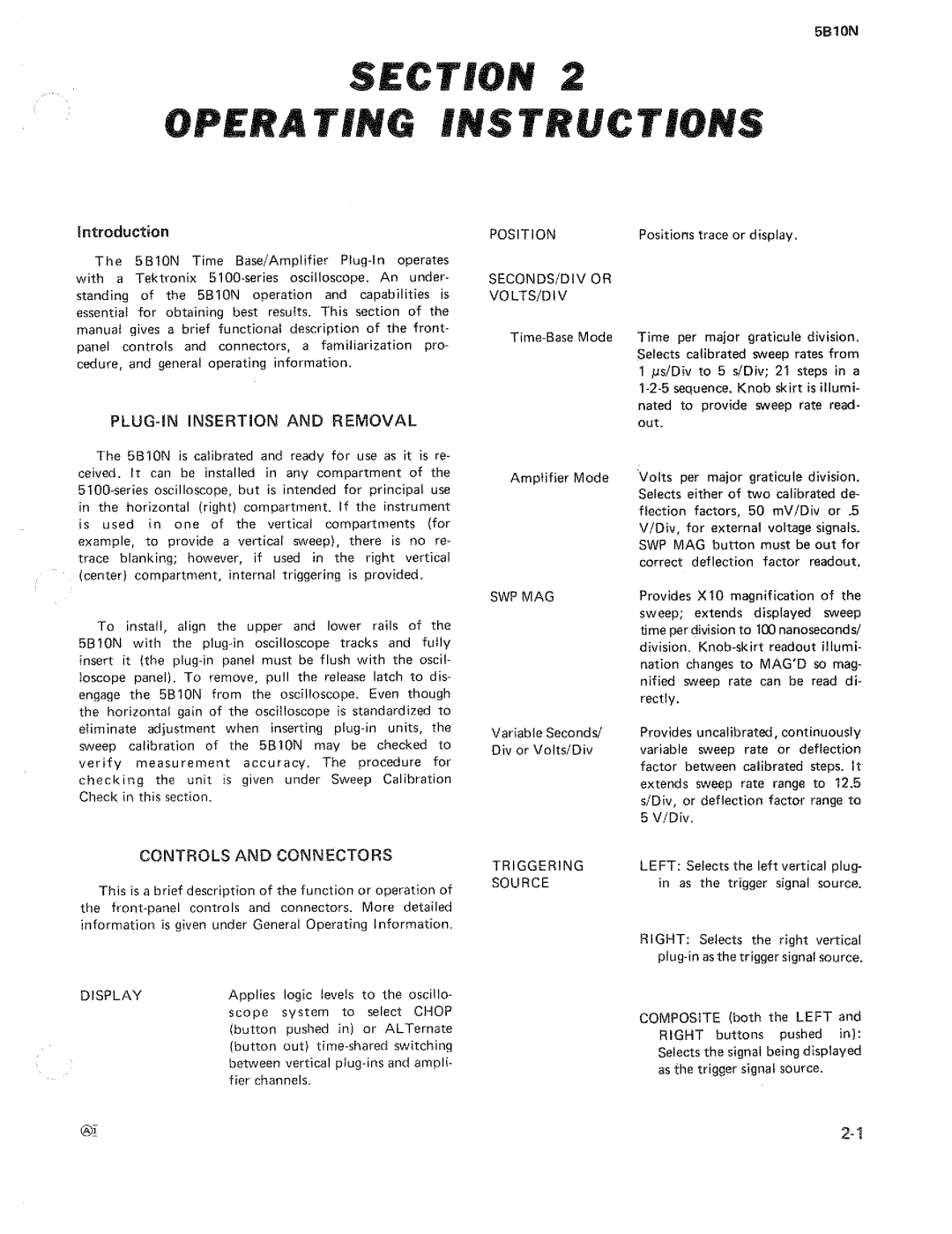 Tektronix 5B10N manual 