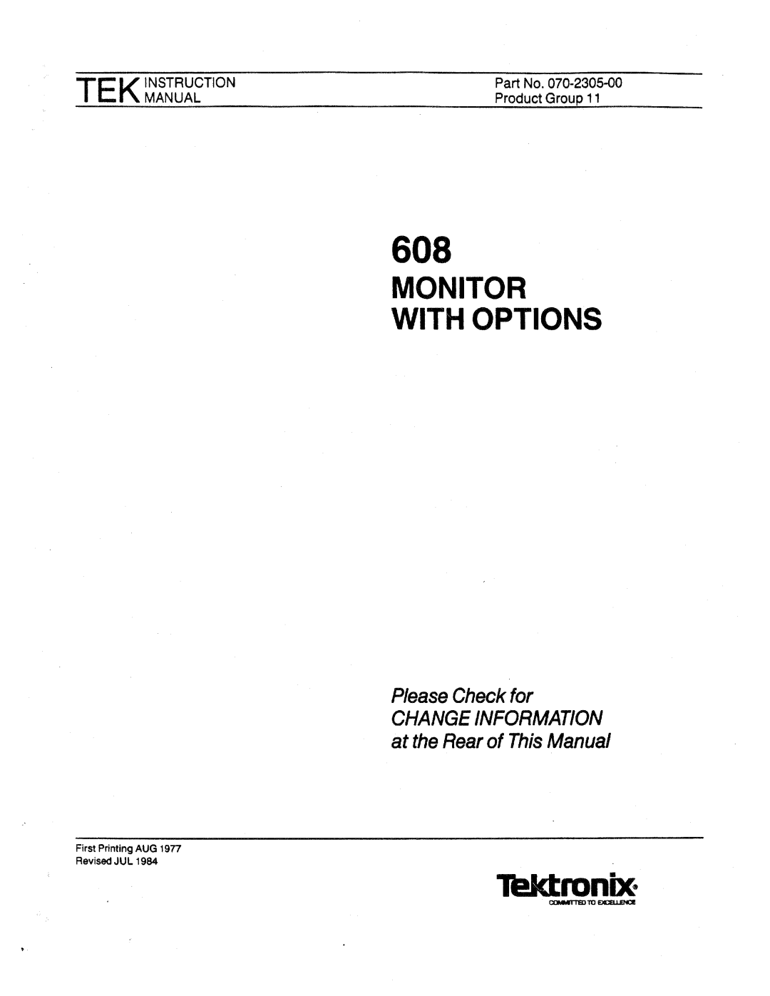 Tektronix 608 manual 