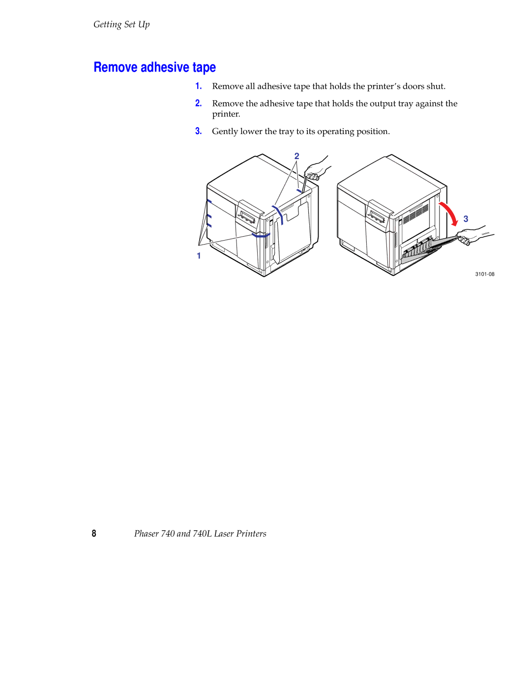 Tektronix 740L setup guide Remove adhesive tape 