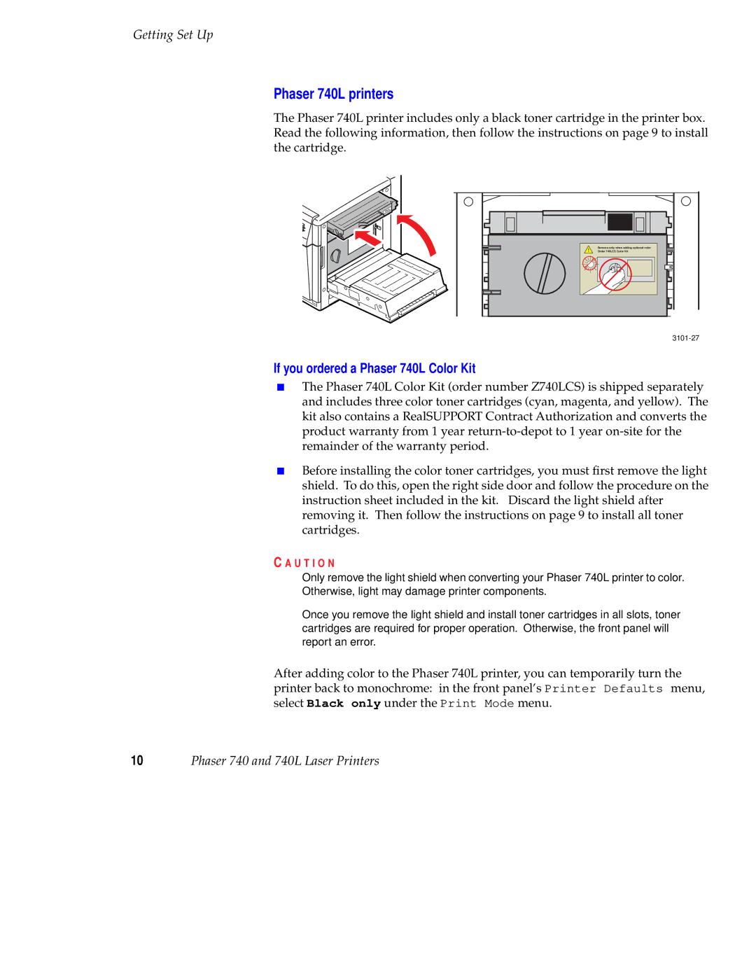 Tektronix setup guide Phaser 740L printers, If you ordered a Phaser 740L Color Kit 