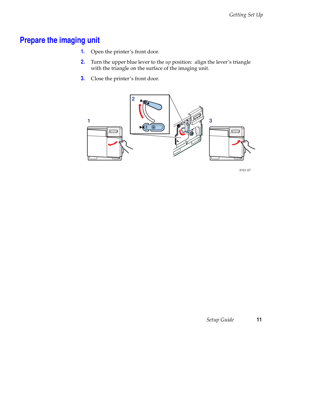 Tektronix 740L setup guide Prepare the imaging unit 