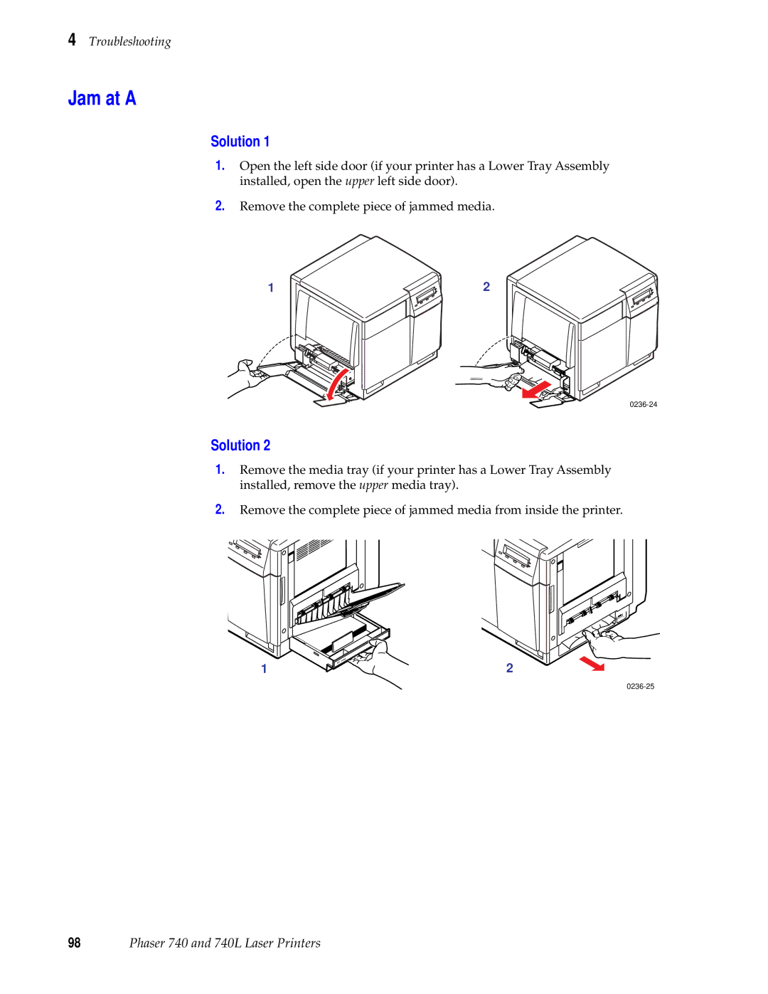 Tektronix 740L manual Jam at a, Solution 