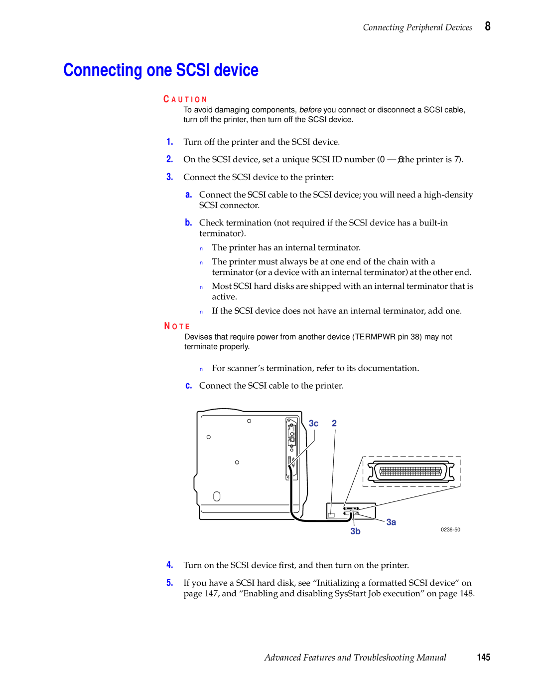 Tektronix 740L manual Connecting one Scsi device 