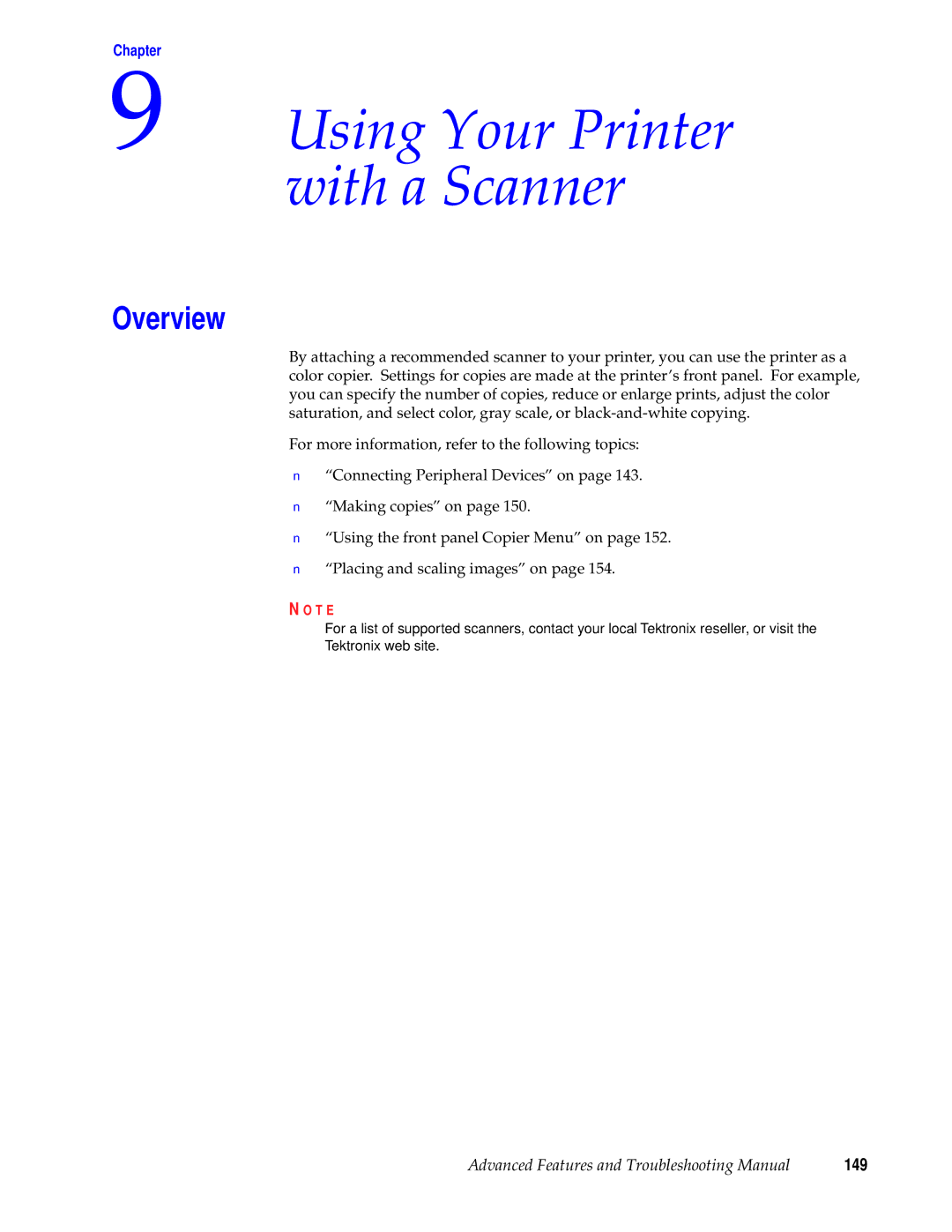 Tektronix 740L manual Using Your Printer with a Scanner, Overview 