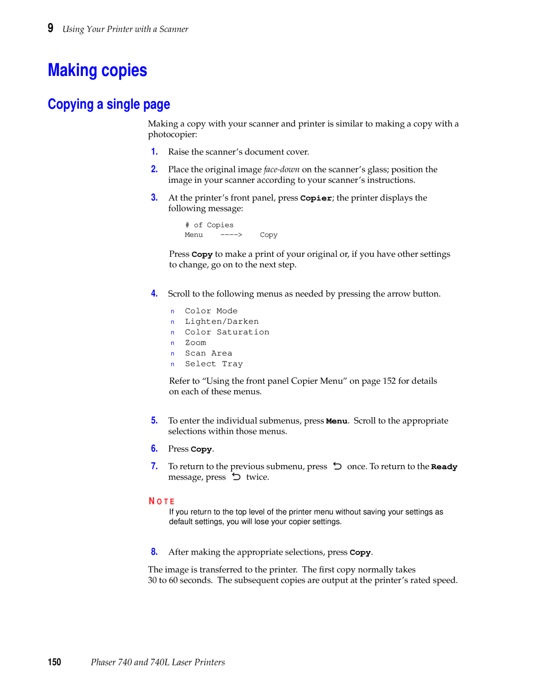 Tektronix 740L manual Making copies, Copying a single 