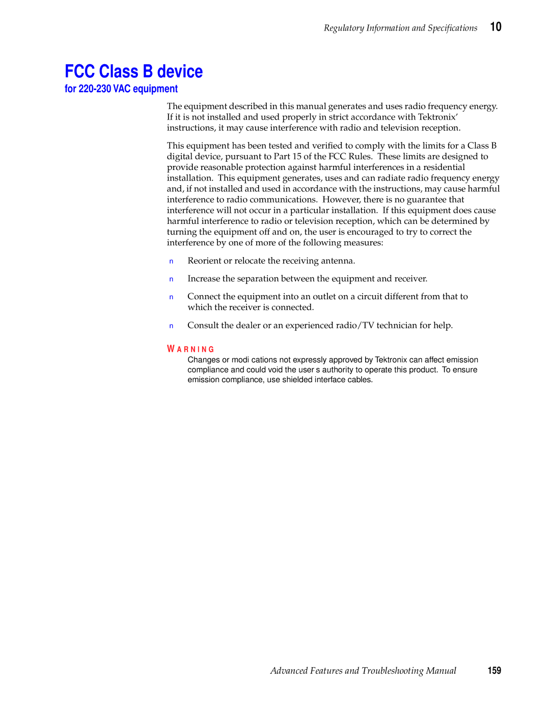 Tektronix 740L manual FCC Class B device, R N I N G 