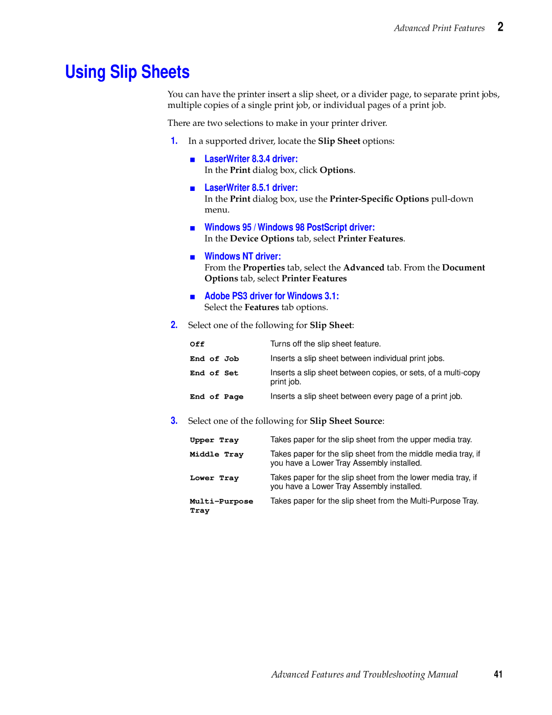 Tektronix 740L manual Using Slip Sheets 