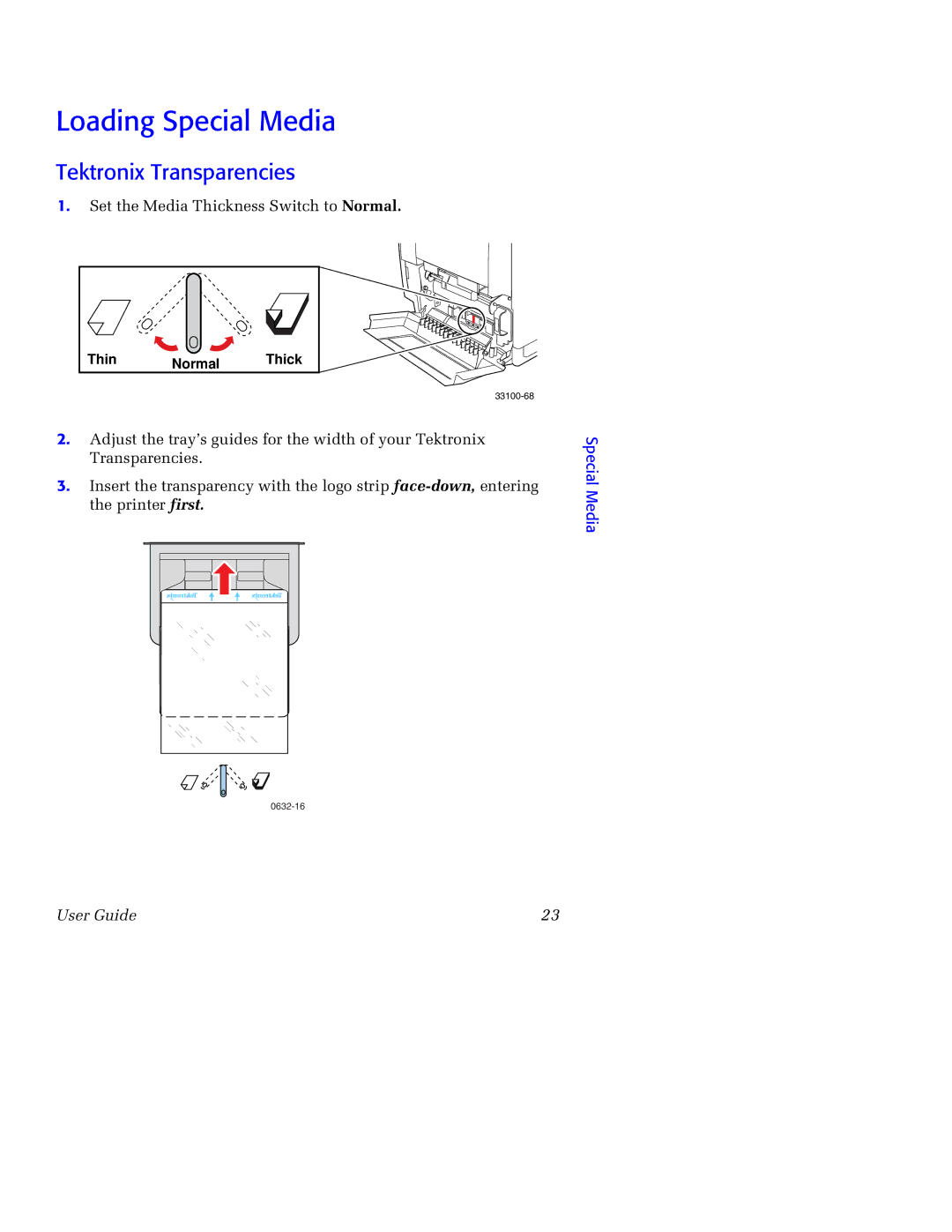 Tektronix 750 manual Loading Special Media, Tektronix Transparencies 