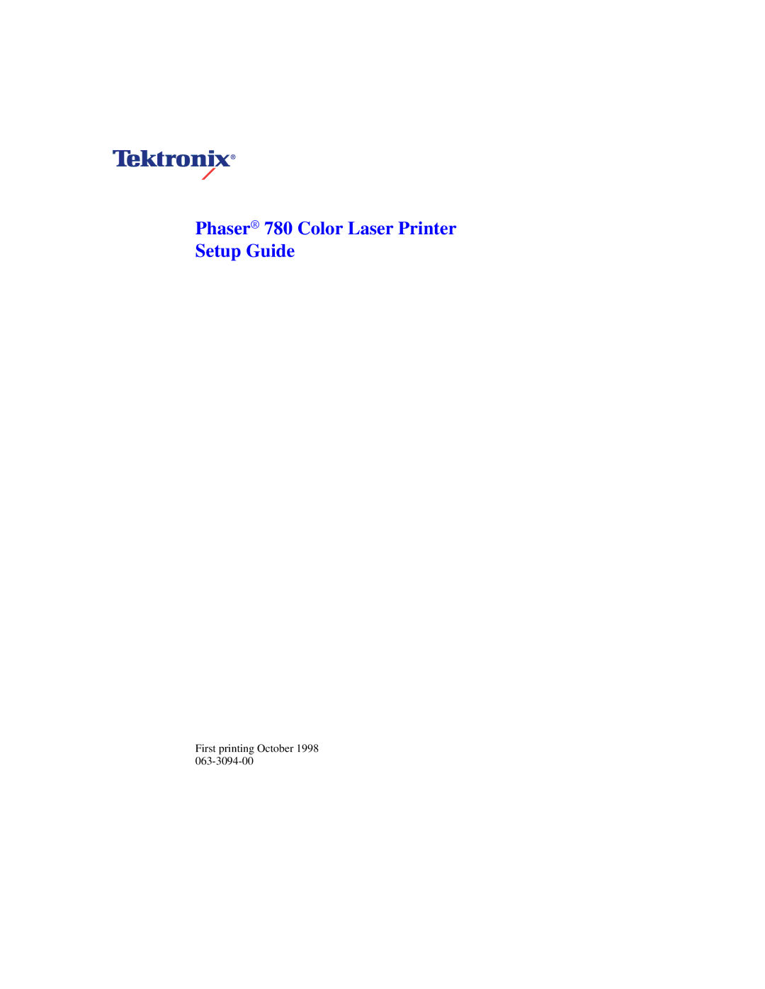 Tektronix setup guide Phaser 780 Color Laser Printer Setup Guide 