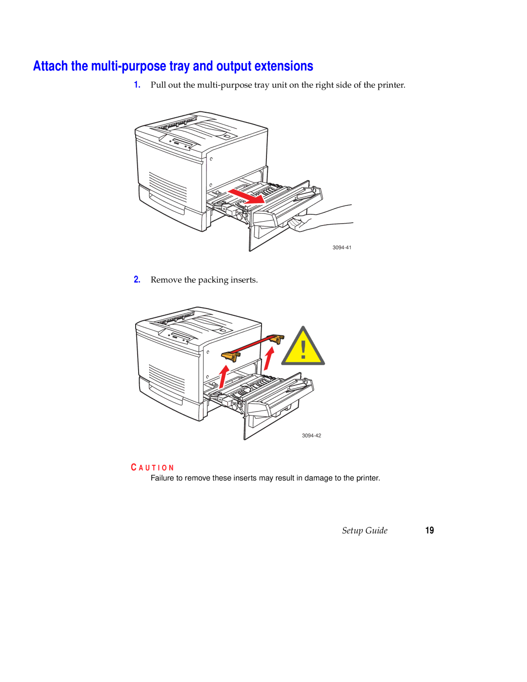 Tektronix 780 setup guide Attach the multi-purpose tray and output extensions 