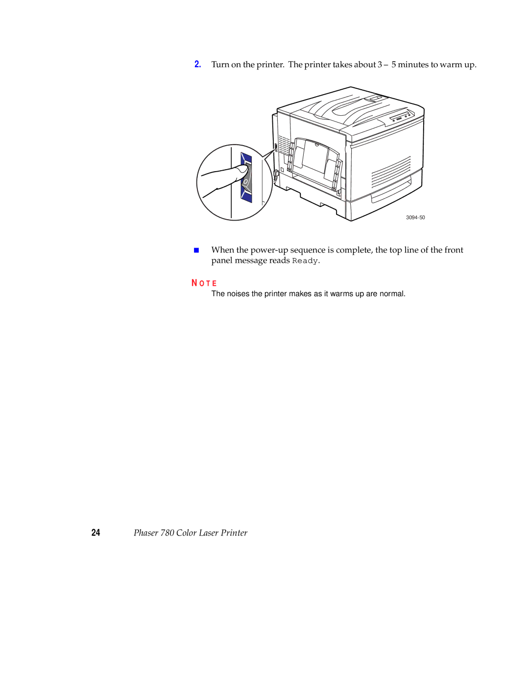 Tektronix 780 setup guide Noises the printer makes as it warms up are normal 