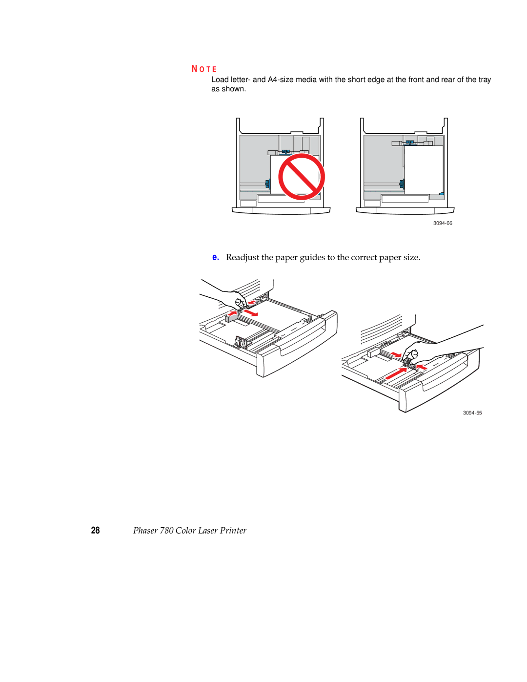 Tektronix 780 setup guide Readjust the paper guides to the correct paper size 