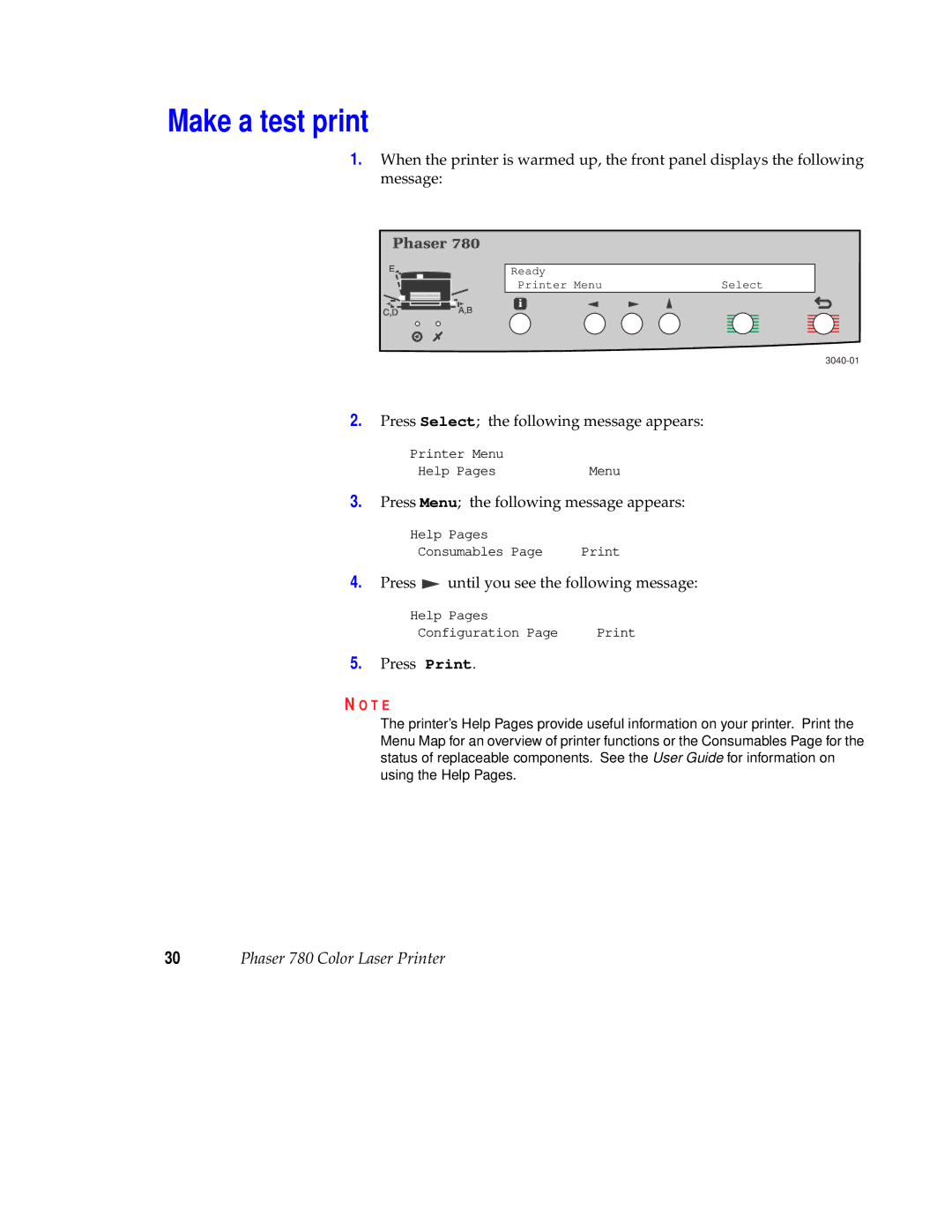 Tektronix 780 setup guide Make a test print, Press Print 