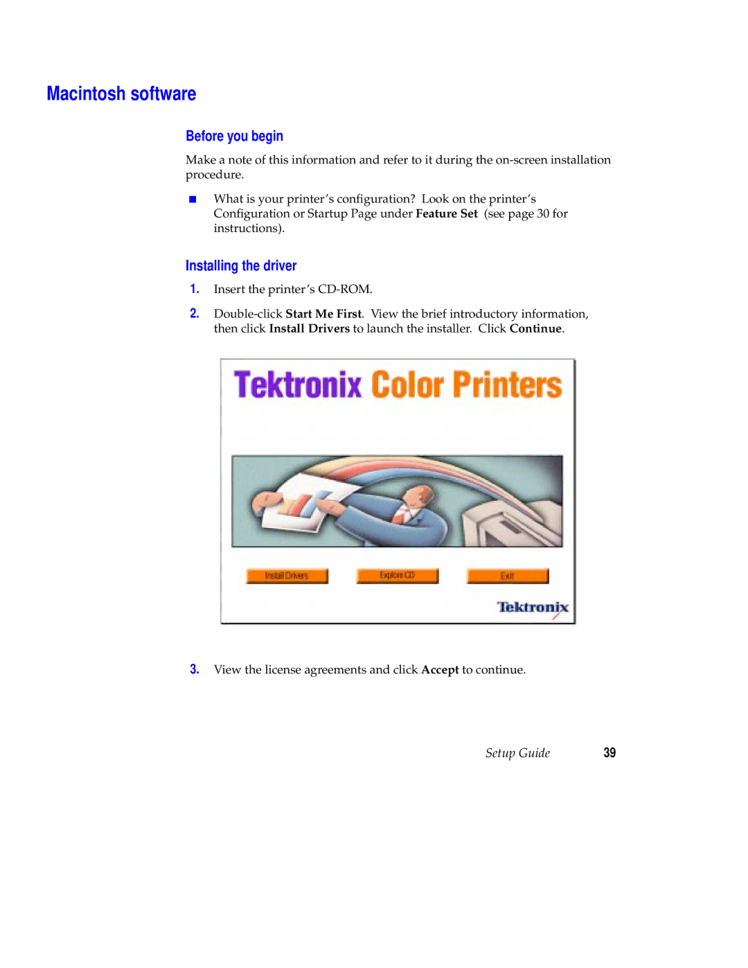 Tektronix 780 setup guide Macintosh software 