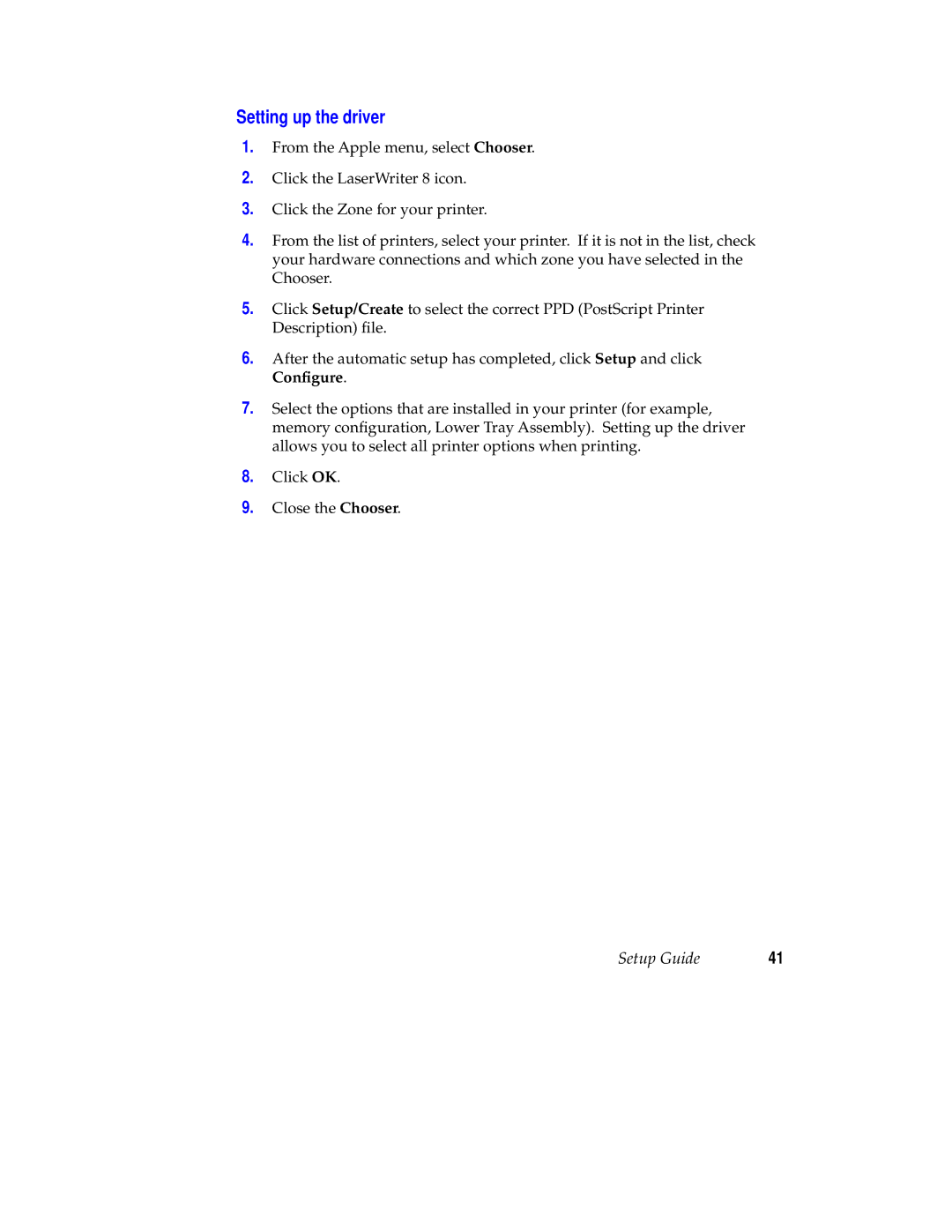 Tektronix 780 setup guide Setting up the driver 