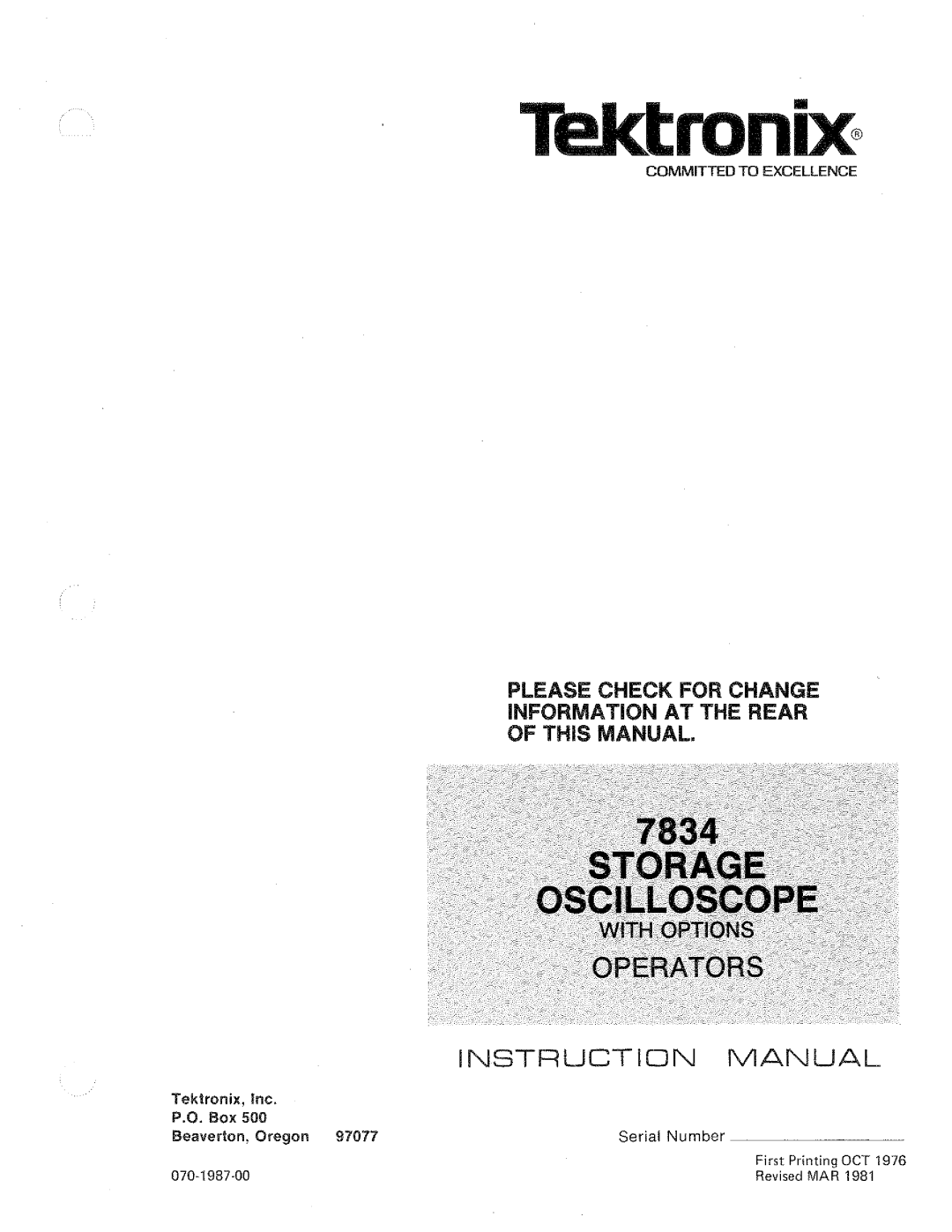 Tektronix 7834 manual 