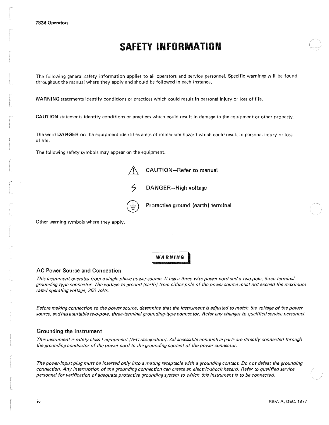 Tektronix 7834 manual 