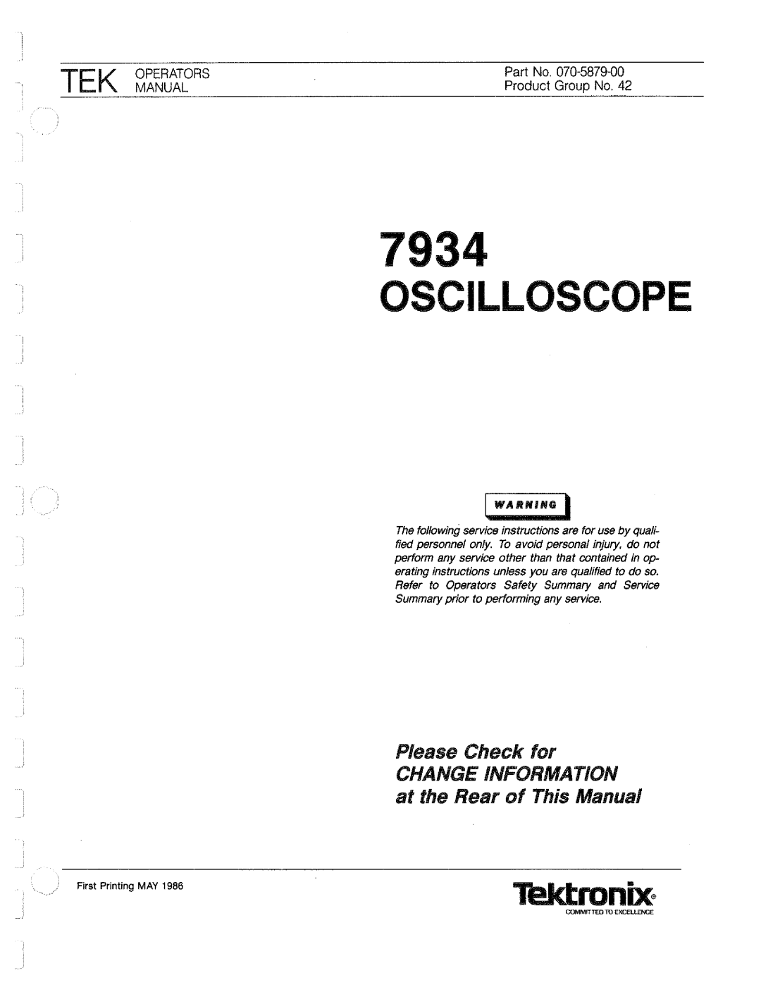 Tektronix 7934 manual 