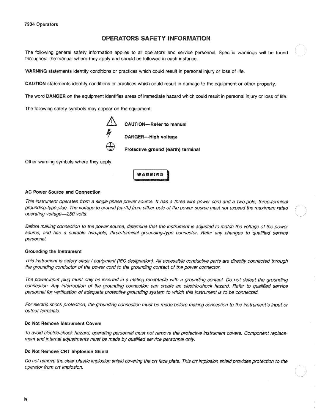 Tektronix 7934 manual 