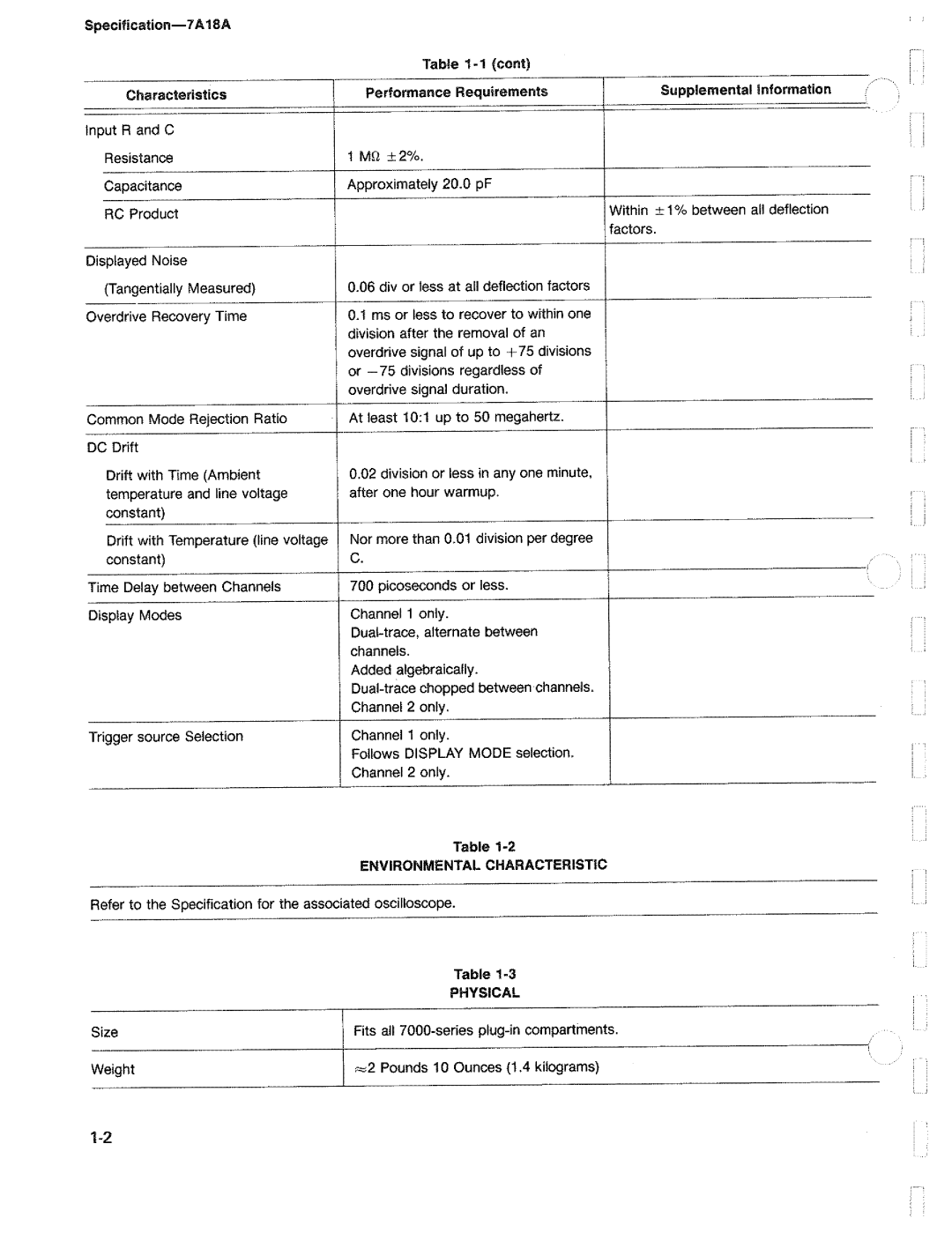 Tektronix 7A18A manual 