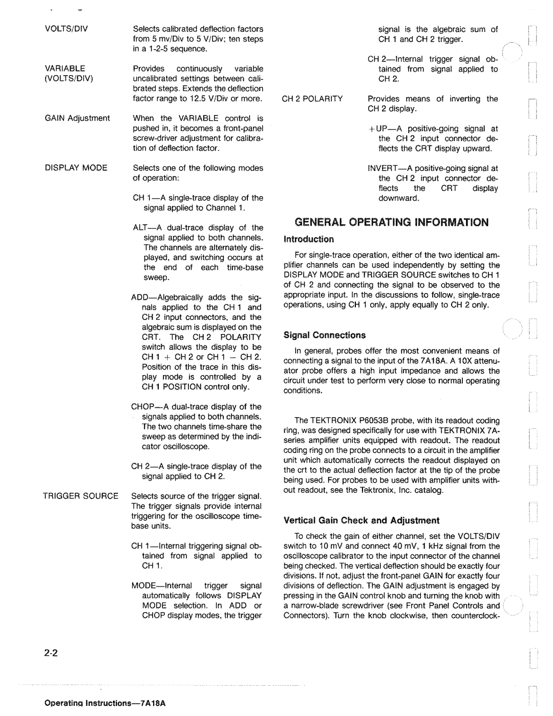 Tektronix 7A18A manual 