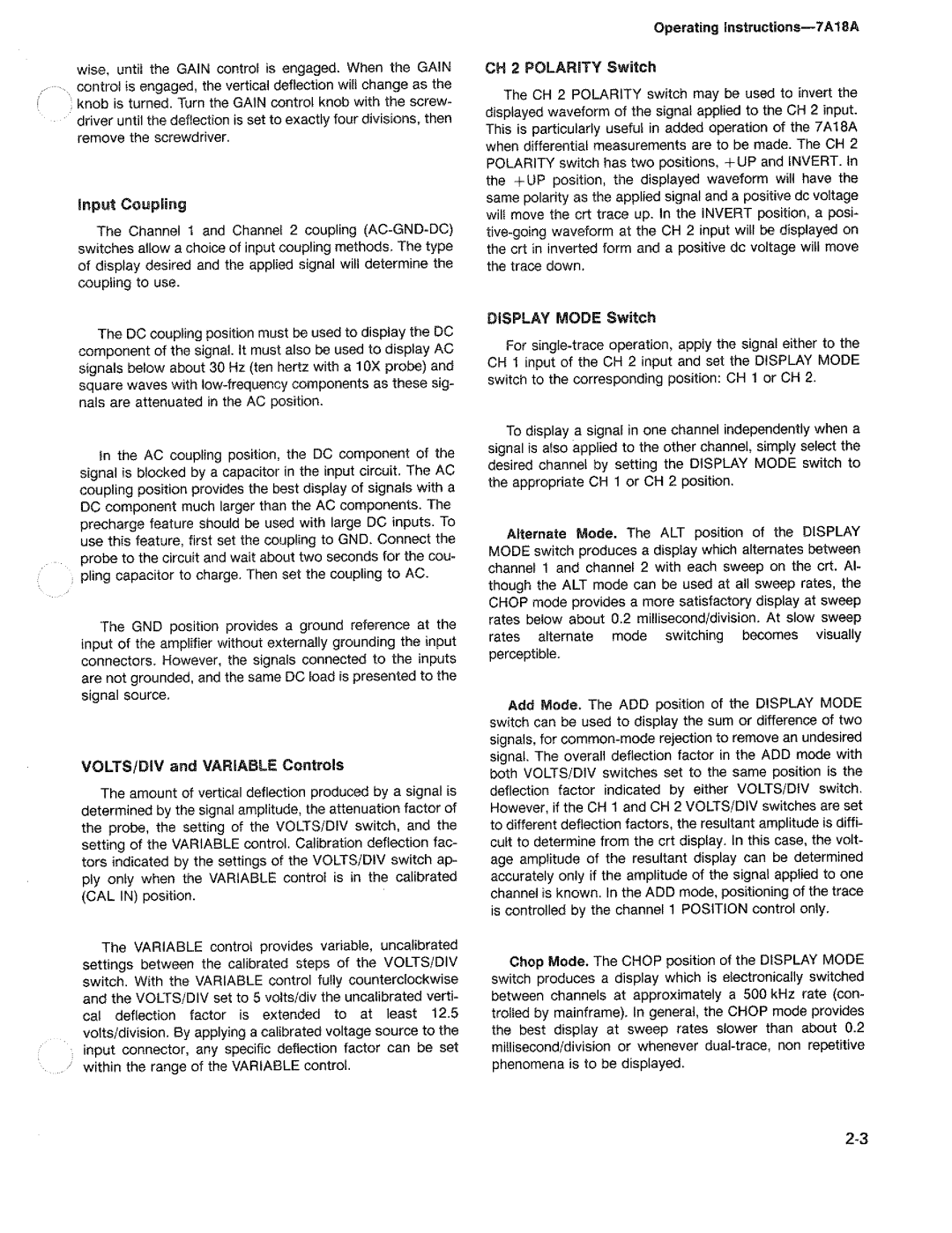 Tektronix 7A18A manual 