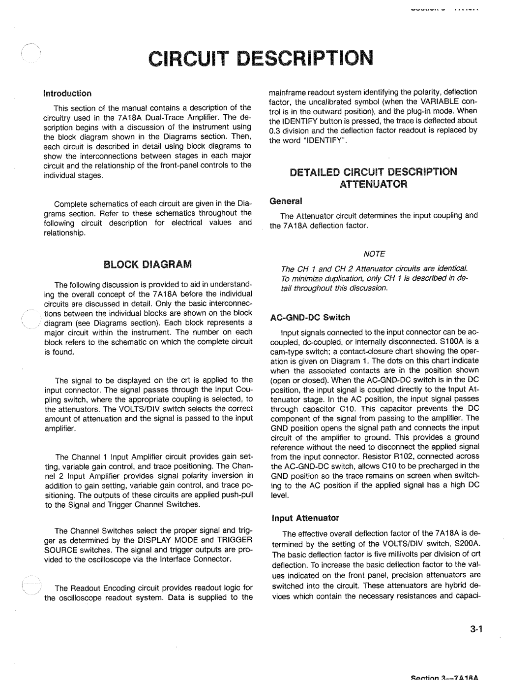 Tektronix 7A18A manual 