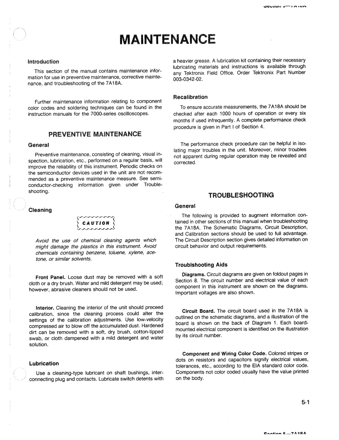 Tektronix 7A18A manual 