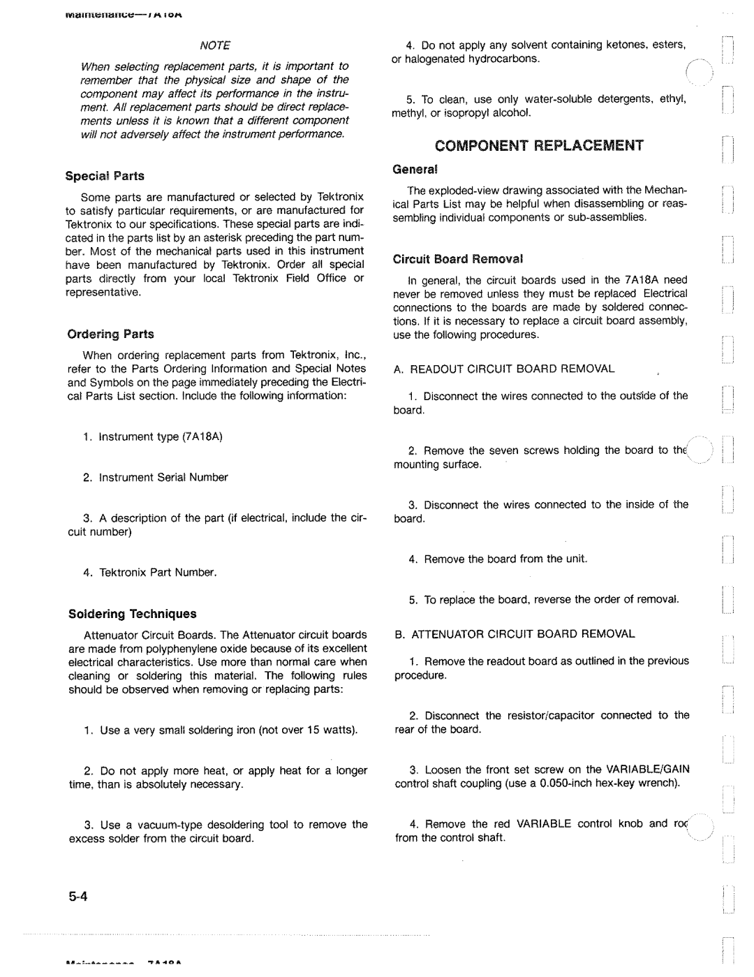 Tektronix 7A18A manual 