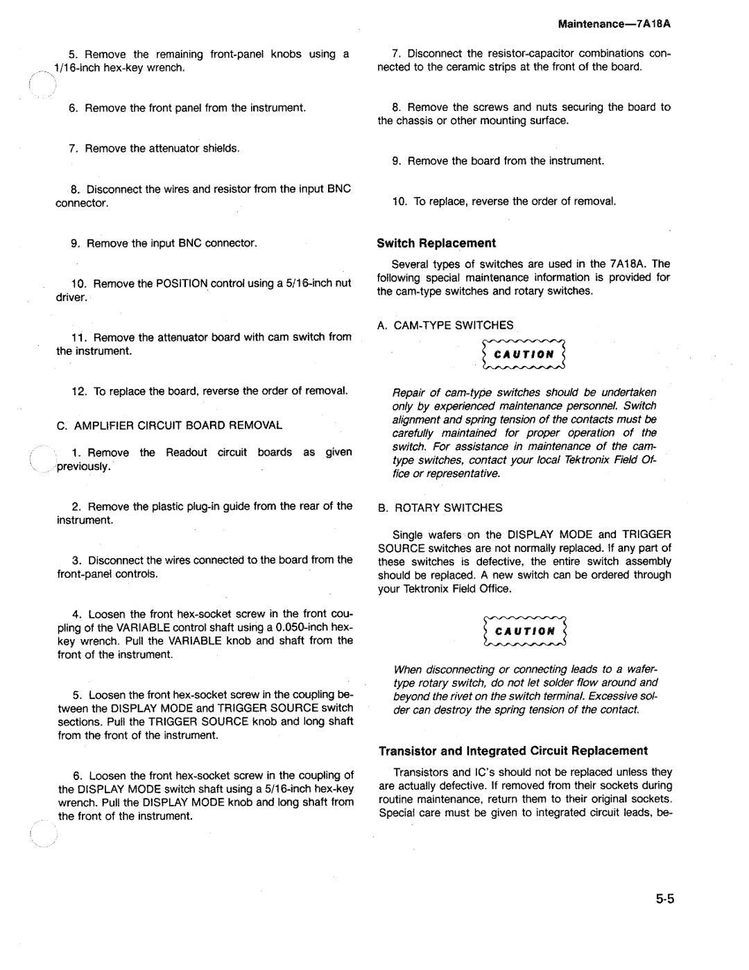 Tektronix 7A18A manual 