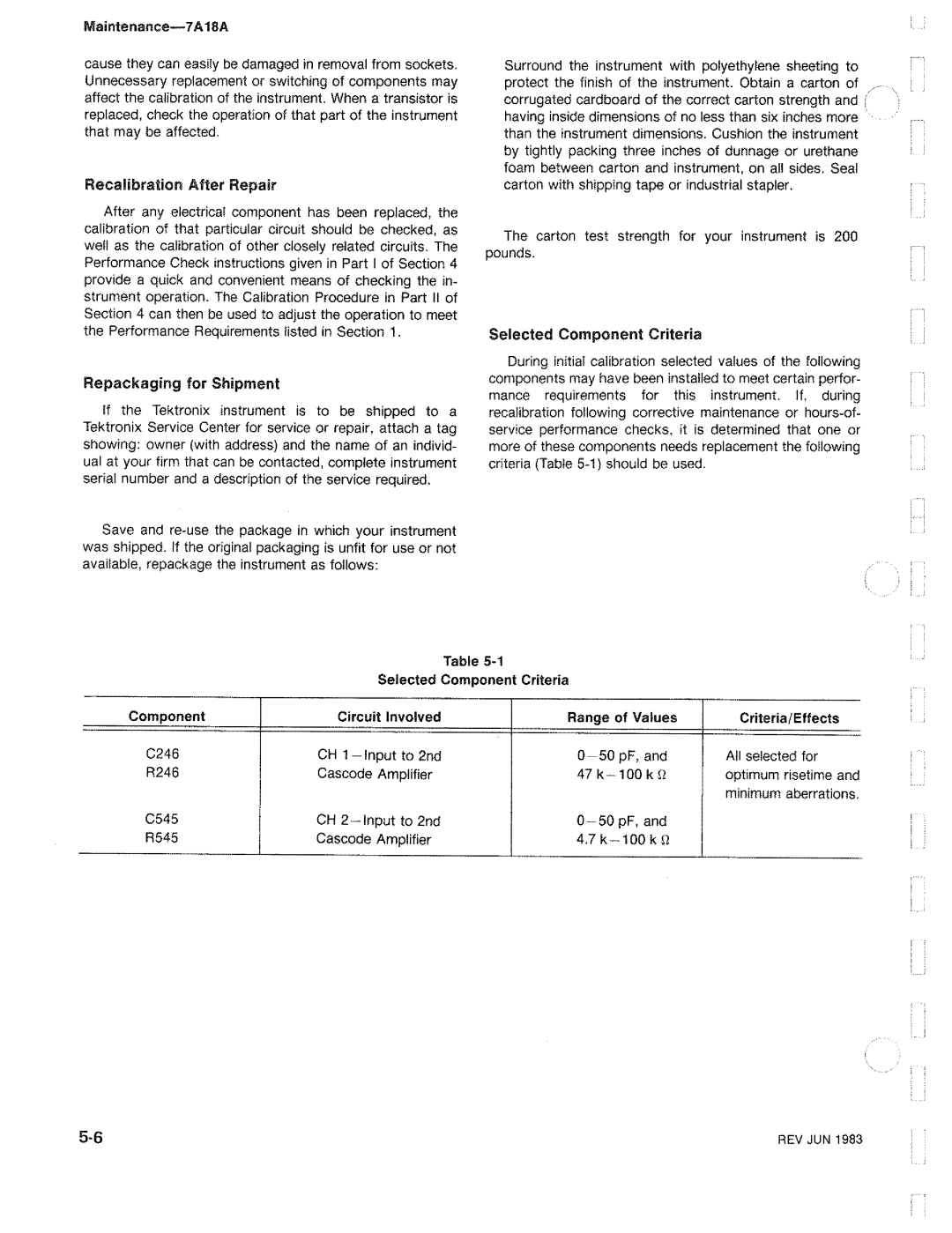 Tektronix 7A18A manual 