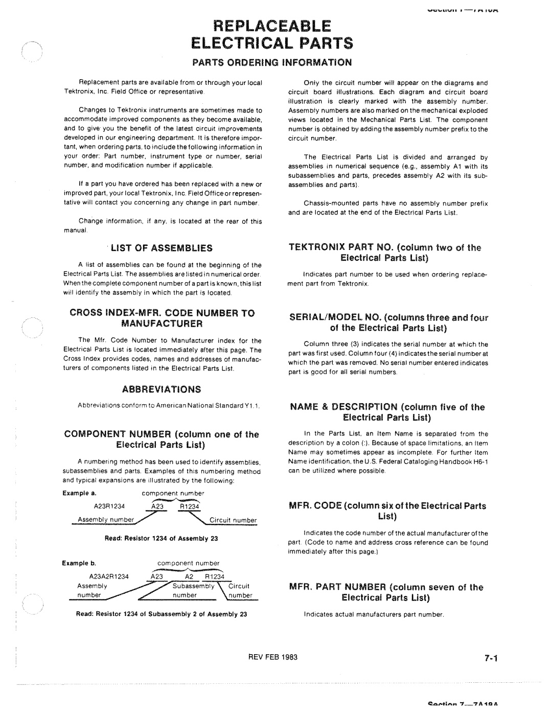 Tektronix 7A18A manual 