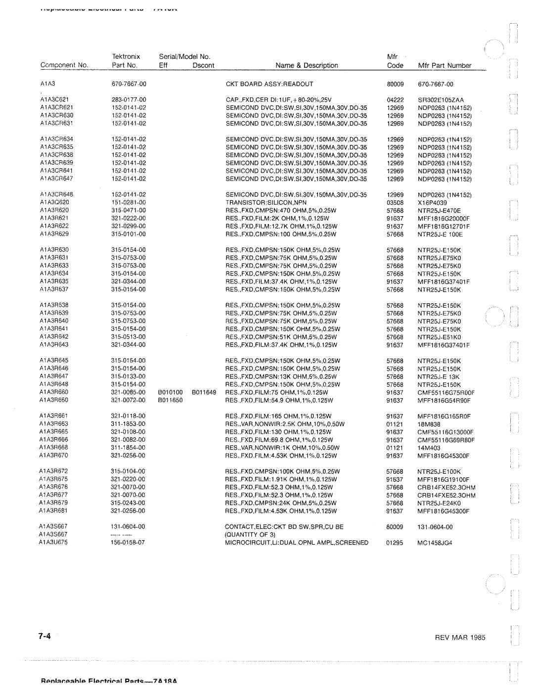 Tektronix 7A18A manual 