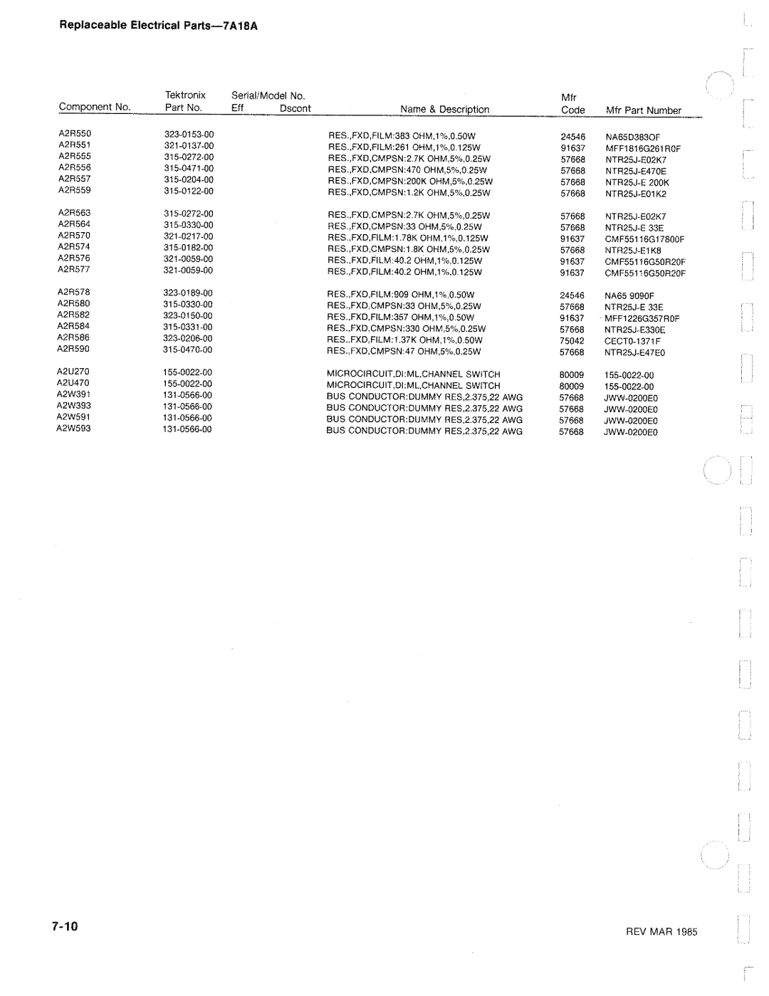 Tektronix 7A18A manual 