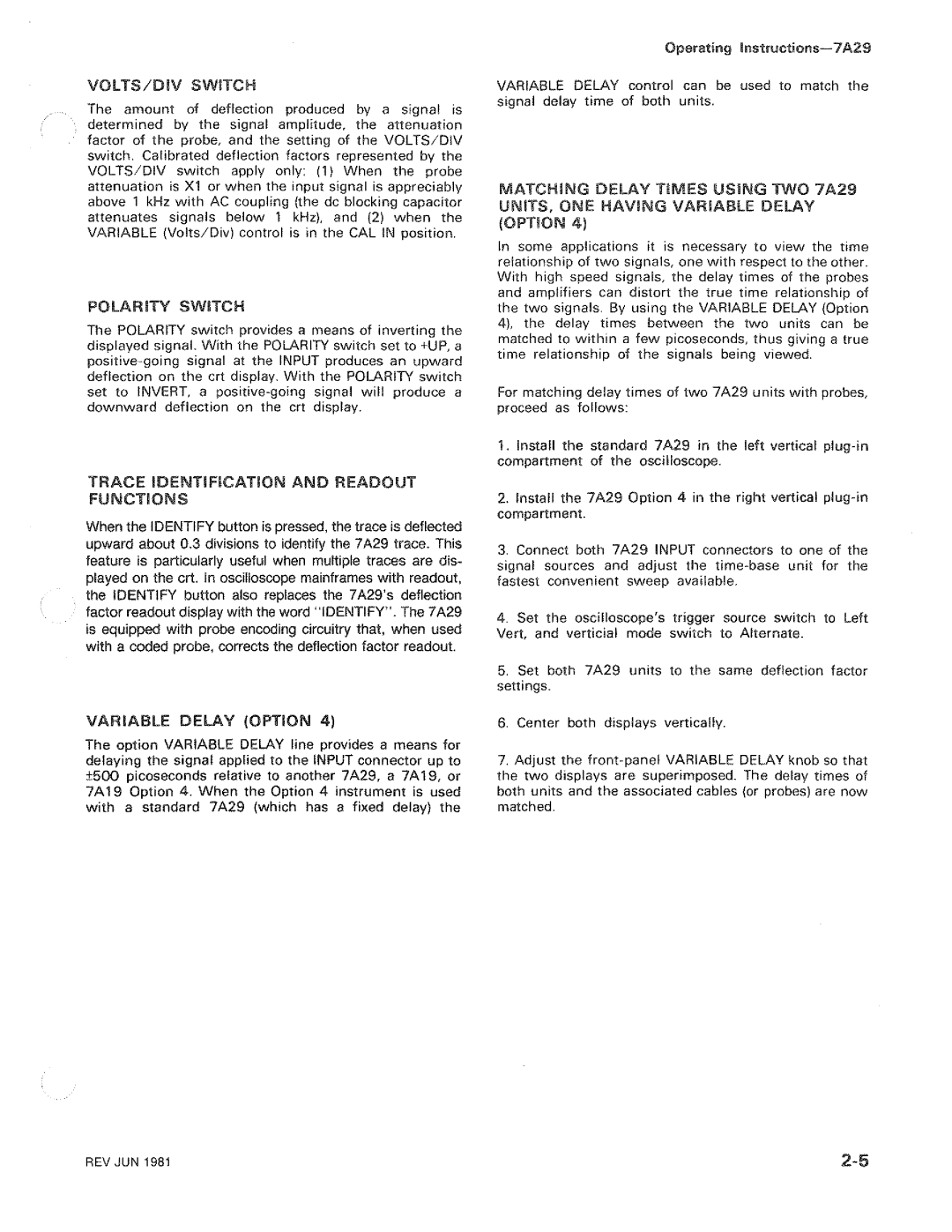 Tektronix 7A29 manual 