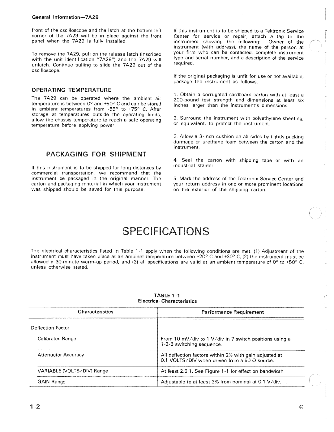 Tektronix 7A29 manual 