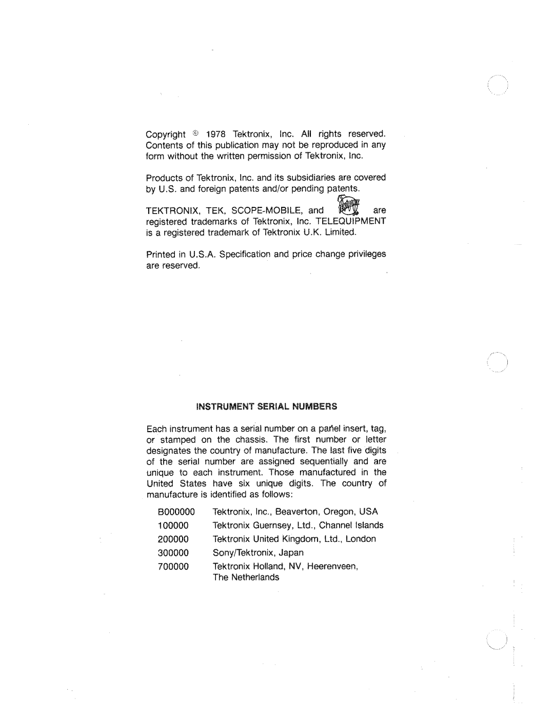 Tektronix 7B15 manual 