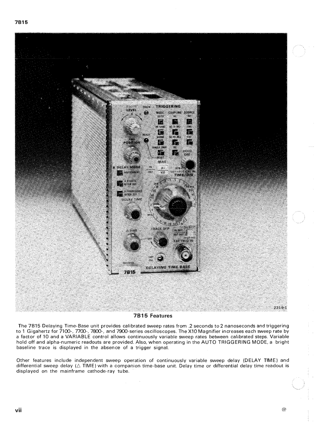 Tektronix 7B15 manual 