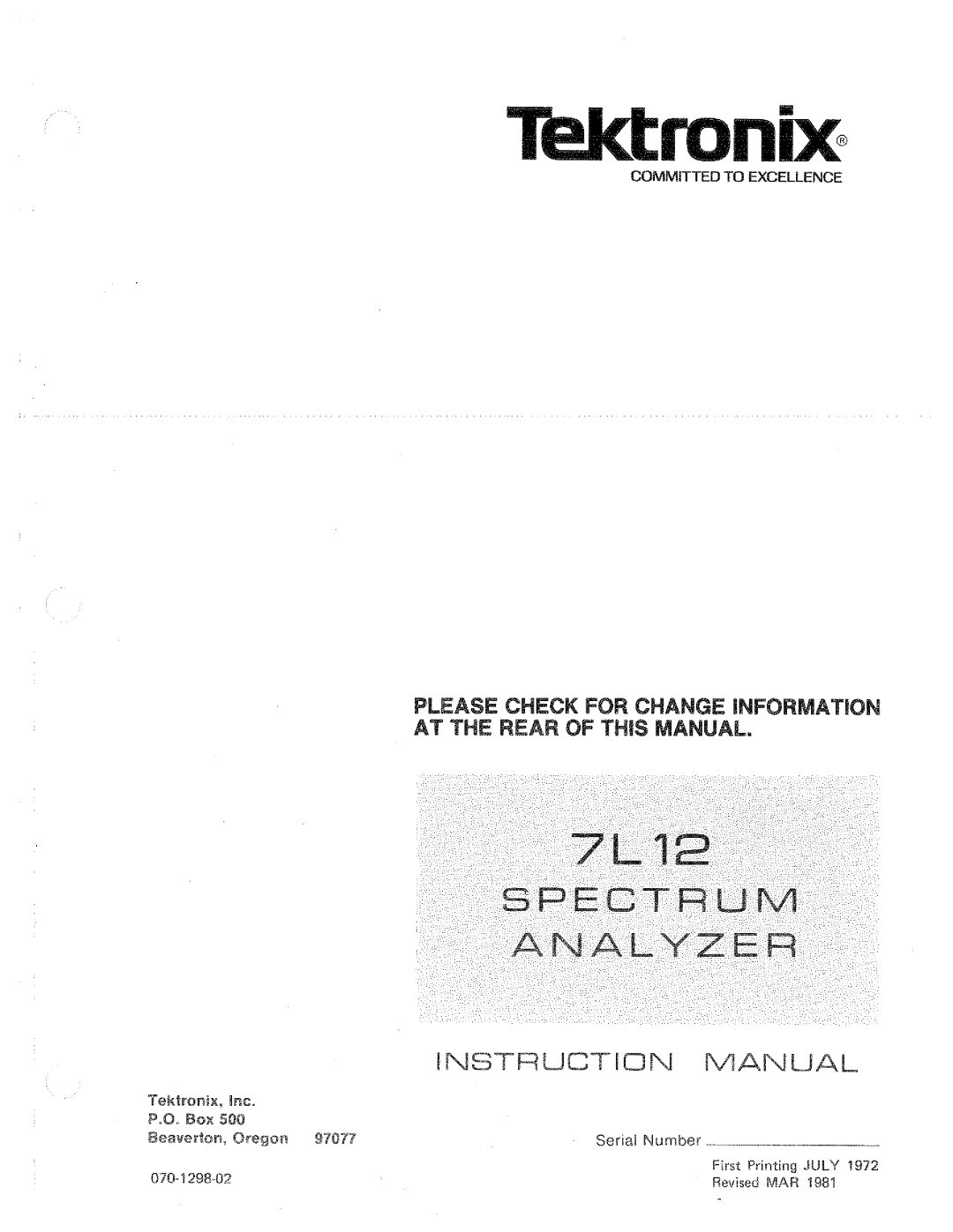 Tektronix 7L12 manual 