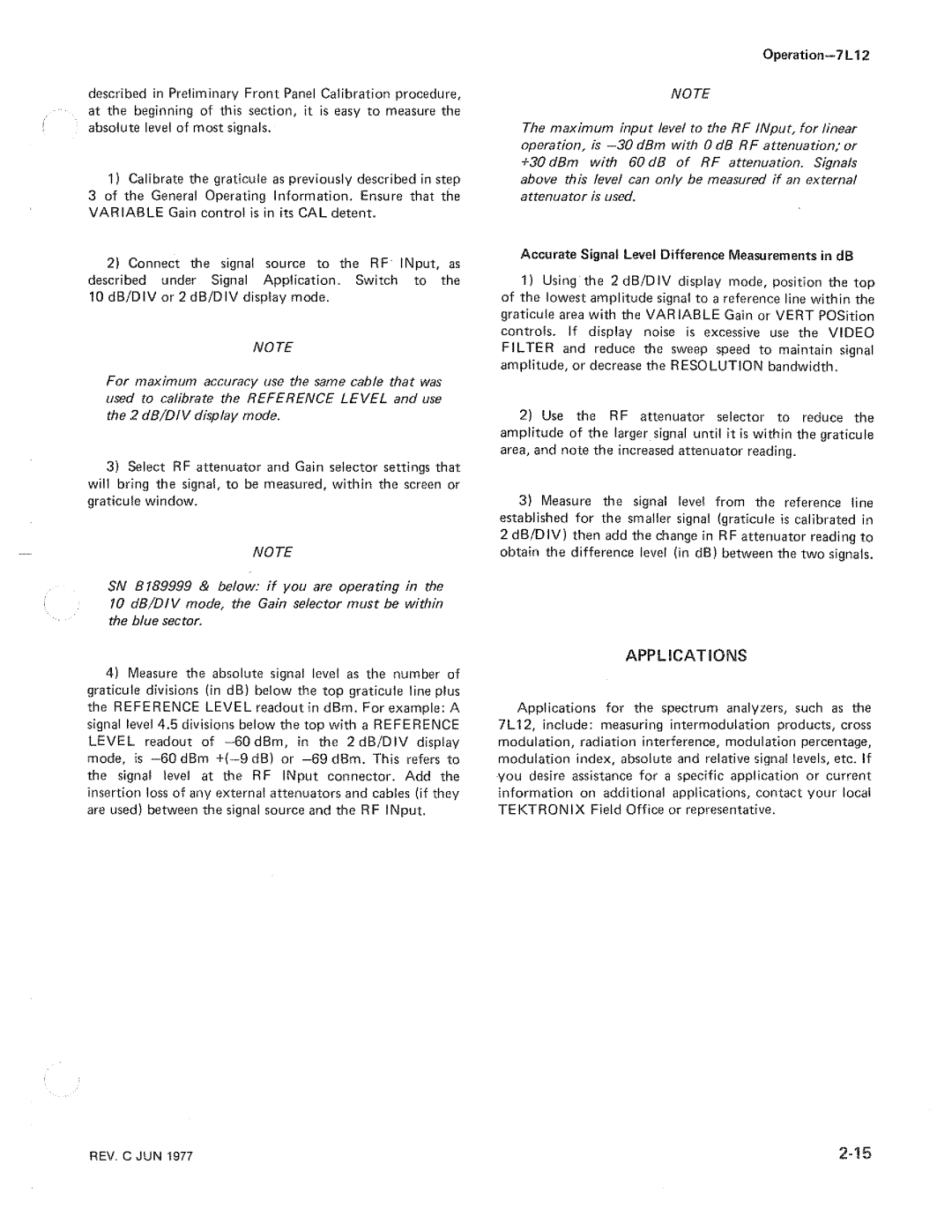 Tektronix 7L12 manual 