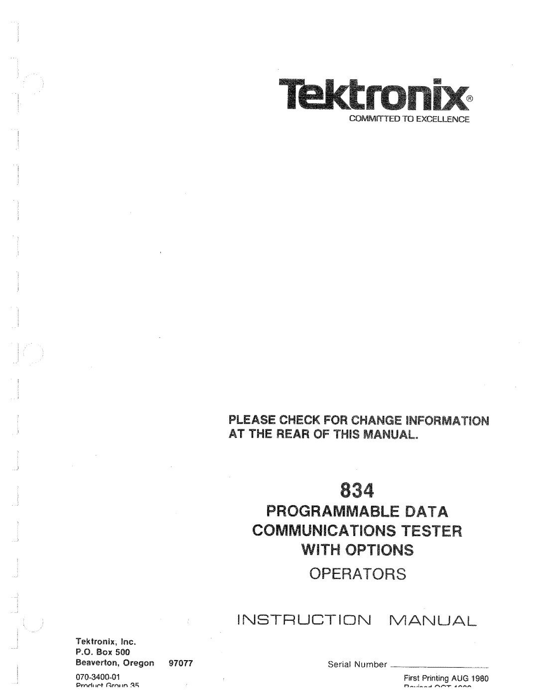 Tektronix 834 manual 