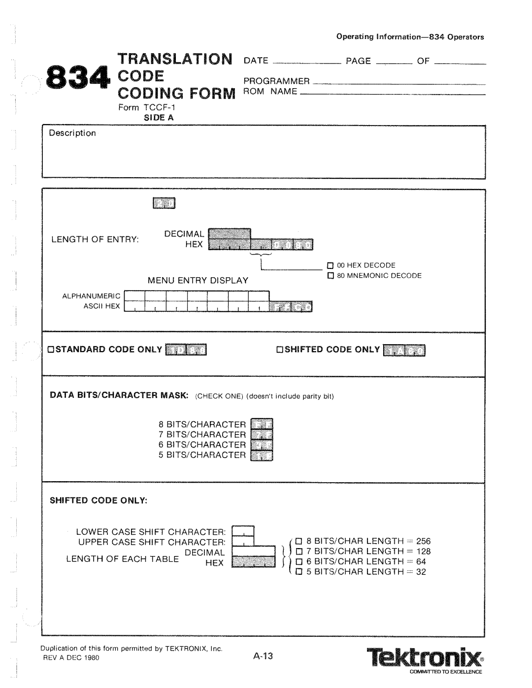 Tektronix 834 manual 