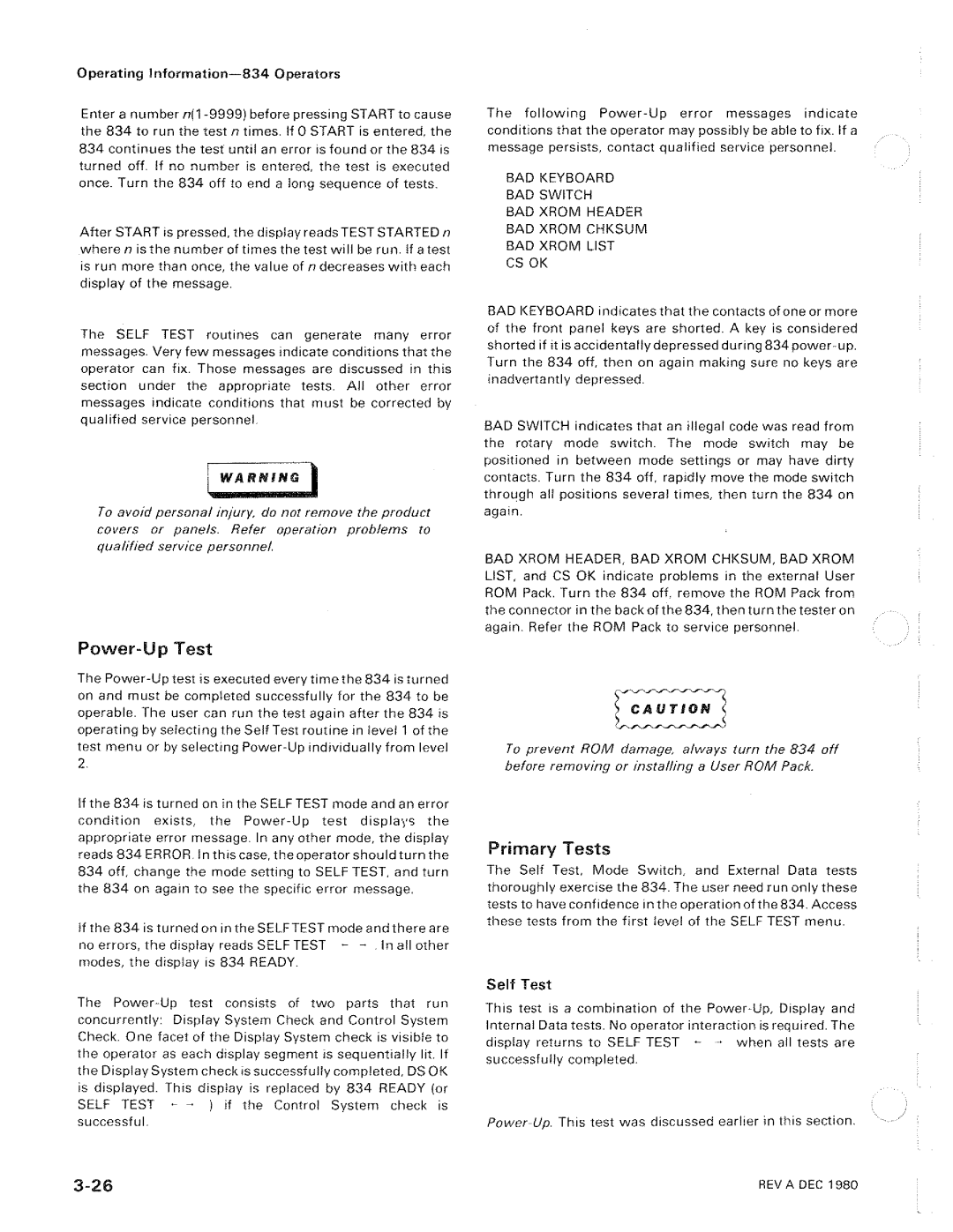 Tektronix 834 manual 